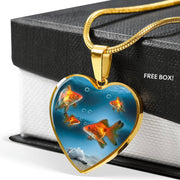 Common Goldfish Print Heart Charm Necklace-Free Shipping - Deruj.com