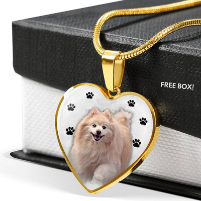 Cute Pomeranian Print Heart Charm Necklace-Free Shipping - Deruj.com