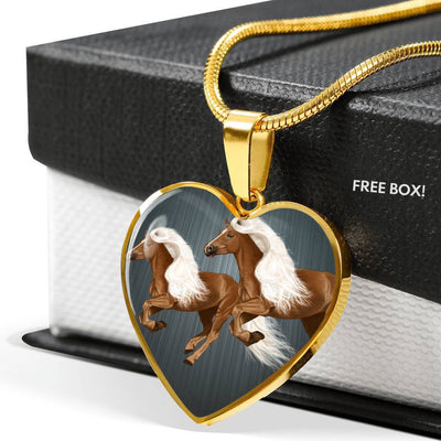 Haflinger Horse Art Print Heart Charm Necklaces-Free Shipping - Deruj.com