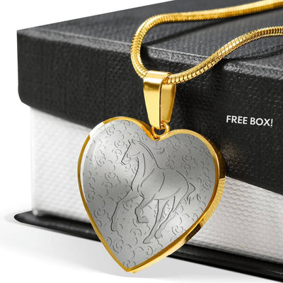 Thoroughbred Horse Print Heart Pendant Luxury Necklace-Free Shipping - Deruj.com