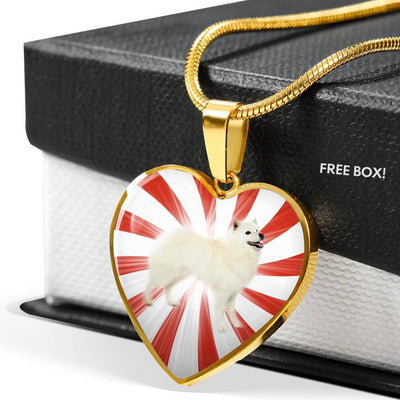 American Eskimo Dog Print Heart Pendant Luxury Necklace-Free Shipping - Deruj.com
