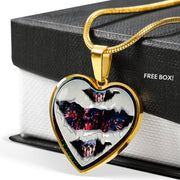 American Flag Skull Print Heart Charm Necklaces-Free Shipping - Deruj.com