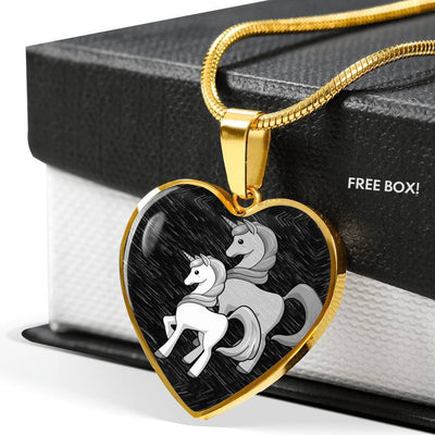 Cute Unicorn Print Heart Pendant Luxury Necklace-Free Shipping - Deruj.com