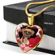 Boxer Dog Print Heart Pendant Luxury Necklace-Free Shipping - Deruj.com