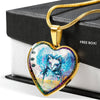 Cat Watercolor Art Print Heart Charm Necklaces-Free Shipping - Deruj.com