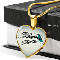 Greyhound Dog Art Print Heart Charm Necklaces-Free Shipping - Deruj.com