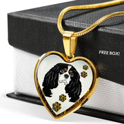 Cavalier King Charles Spaniel Dog Print Heart Charm Necklaces-Free Shipping - Deruj.com