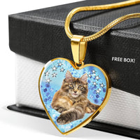 Cute Maine Coon Print Heart Pendant Luxury Necklace-Free Shipping - Deruj.com