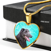 Scottish Deerhound Dog Print Heart Pendant Luxury Necklace-Free Shipping - Deruj.com