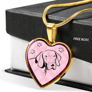 German Shorthaired Pointer Dog Print Heart Charm Necklaces-Free Shipping - Deruj.com