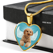 Cavapoo Dog Print Heart Pendant Luxury Necklace-Free Shipping - Deruj.com