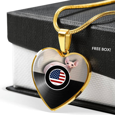 Sphynx Cat Print Heart Pendant Luxury Necklace-Free Shipping - Deruj.com