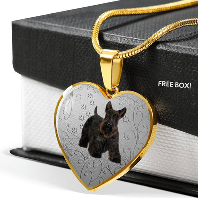 Scottish Terrier Print Heart Pendant Luxury Necklace-Free Shipping - Deruj.com