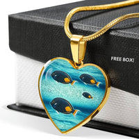 Achilles Tang Fish Print Heart Charm Necklace-Free Shipping - Deruj.com