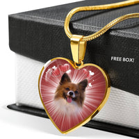 Cute Papillon Dog Print Heart Pendant Luxury Necklace-Free Shipping - Deruj.com