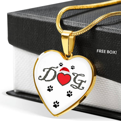 Dog With Paws Print Heart Pendant Luxury Necklace-Free Shipping - Deruj.com