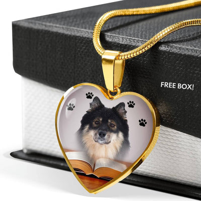 Finnish Lapphund Print Heart Pendant Luxury Necklace-Free Shipping - Deruj.com