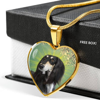 Saluki Dog Print Heart Pendant Luxury Necklace-Free Shipping - Deruj.com