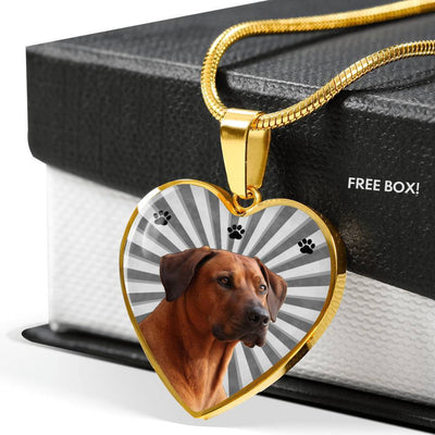 Rhodesian Ridgeback Print Heart Pendant Luxury Necklace-Free Shipping - Deruj.com
