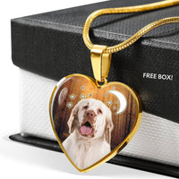 Clumber Spaniel Print Heart Pendant Luxury Necklace-Free Shipping - Deruj.com