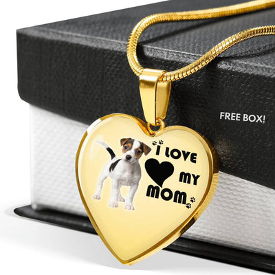 Jack Russell Terrier Print Heart Pendant Luxury Necklace-Free Shipping - Deruj.com