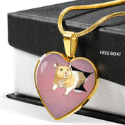 Lovely Hamster Print Heart Charm Necklaces-Free Shipping - Deruj.com