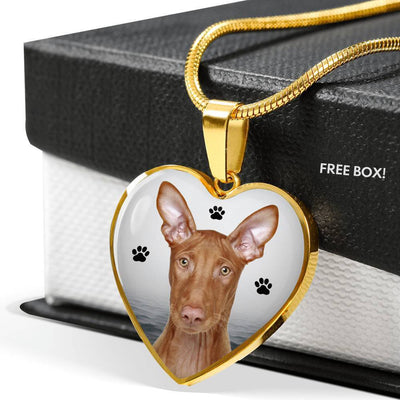 Cute Pharaoh Hound Print Heart Pendant Luxury Necklace-Free Shipping - Deruj.com