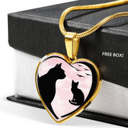 Cat Vector Art Print Heart Charm Necklaces-Free Shipping - Deruj.com