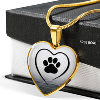 Paws Black Print Heart Pendant Luxury Necklace-Free Shipping - Deruj.com