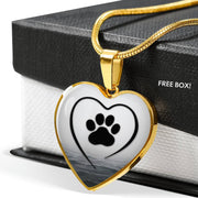 Paws Black Print Heart Pendant Luxury Necklace-Free Shipping - Deruj.com