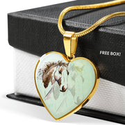 American Paint Horse Watercolor Art Print Heart Charm Necklaces-Free Shipping - Deruj.com