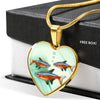 Neon Tetra Fish Print Heart Charm Necklace-Free Shipping - Deruj.com