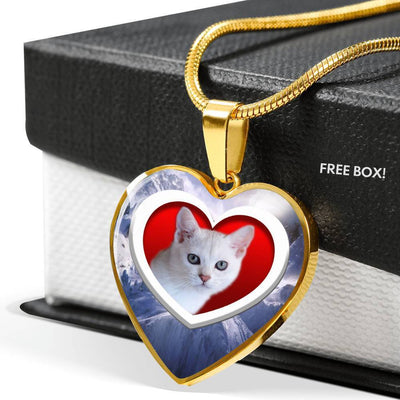 Cute Burmilla Cat Print Heart Pendant Luxury Necklace-Free Shipping - Deruj.com