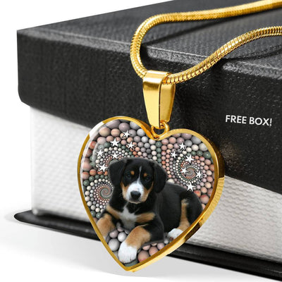 Entlebucher Mountain Dog Print Heart Pendant Luxury Necklace-Free Shipping - Deruj.com