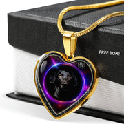 Black Labrador Print Heart Charm Necklaces-Free Shipping - Deruj.com
