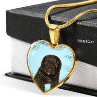 Spanish Water Dog Print Heart Pendant Luxury Necklace-Free Shipping - Deruj.com