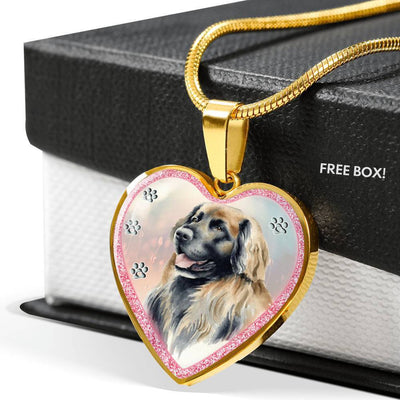 Leonberger Dog Art Print Heart Charm Necklaces-Free Shipping - Deruj.com