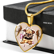 Brussels Griffon Print Heart Pendant Luxury Necklace-Free Shipping - Deruj.com
