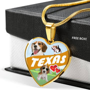 Cute Beagle Dog Print Texas Heart Pendant Luxury Necklace-Free Shipping - Deruj.com