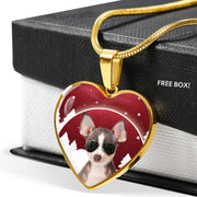 Chihuahua Print Heart Charm Luxury Necklace-Free Shipping - Deruj.com