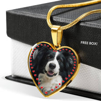 Border Collie Print Heart Charm Necklace-Free Shipping - Deruj.com