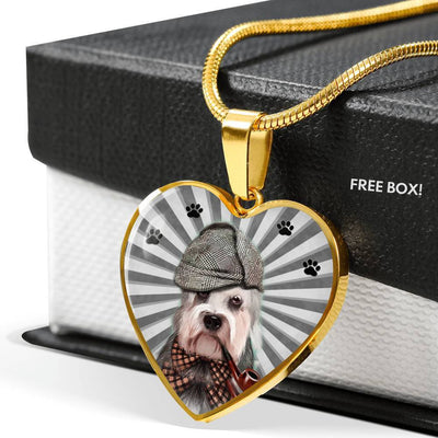 Dandie Dinmont Terrier Print Heart Pendant Luxury Necklace-Free Shipping - Deruj.com
