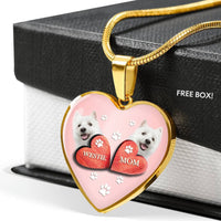 West Highland White Terrier (Westie) Print Heart Charm Luxury Necklace-Free Shipping - Deruj.com