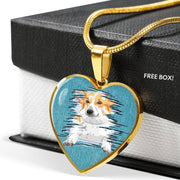 Pembroke Welsh Corgi Dog Art Print Heart Charm Necklaces-Free Shipping - Deruj.com