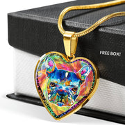 Colorful French Bulldog Print Heart Charm Necklaces-Free Shipping - Deruj.com