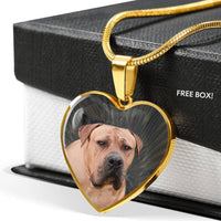 South African Boerboel Dog Print Heart Pendant Luxury Necklace-Free Shipping - Deruj.com