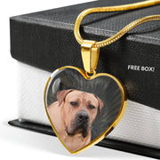 South African Boerboel Dog Print Heart Pendant Luxury Necklace-Free Shipping - Deruj.com