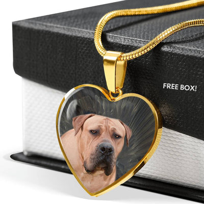 South African Boerboel Dog Print Heart Pendant Luxury Necklace-Free Shipping - Deruj.com