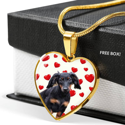 Cute Dachshund Print Heart Charm Necklace-Free Shipping - Deruj.com