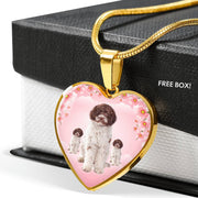 Lagotto Romagnolo Dog Print Heart Pendant Luxury Necklace-Free Shipping - Deruj.com